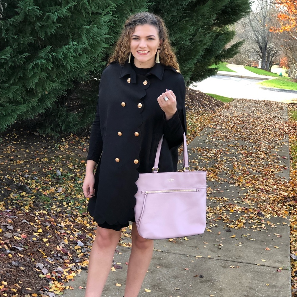Black Scalloped Cape Jacket